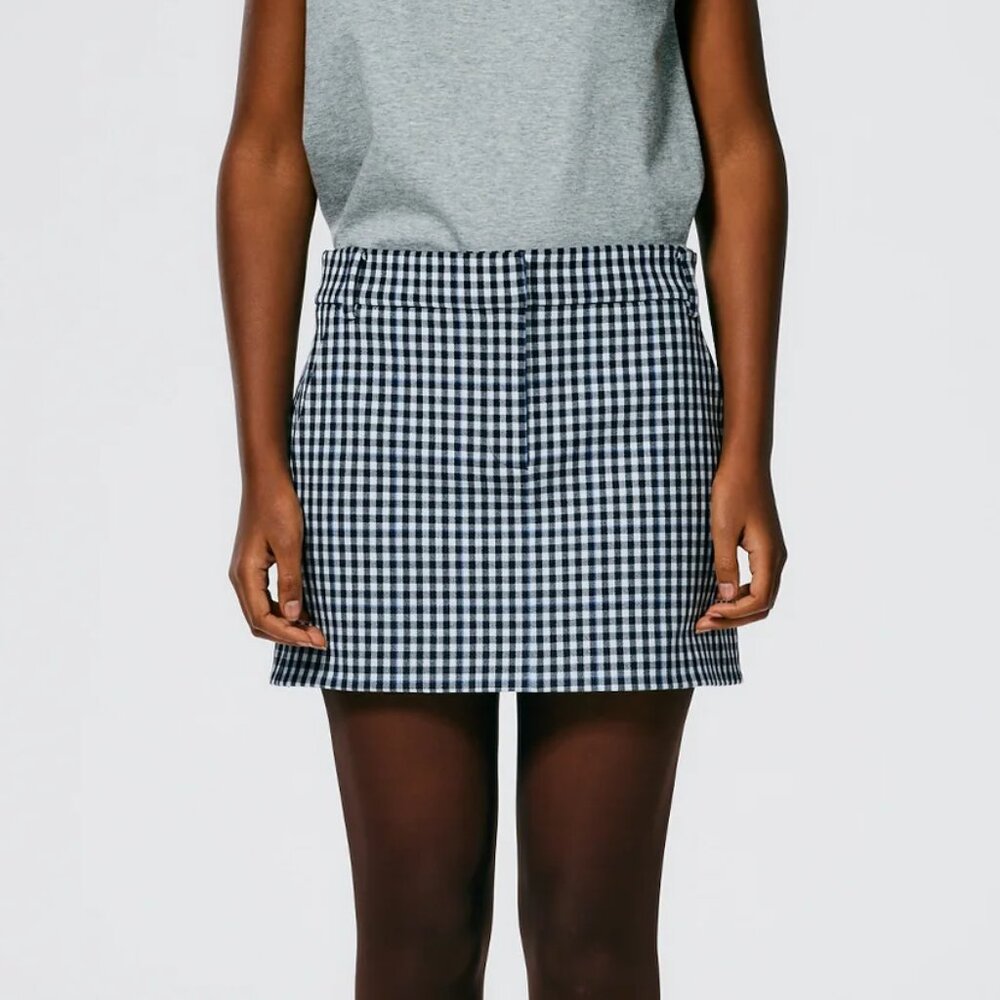 Tibi Gingham Suiting Mini Trouser Skirt, size 2, NWOT